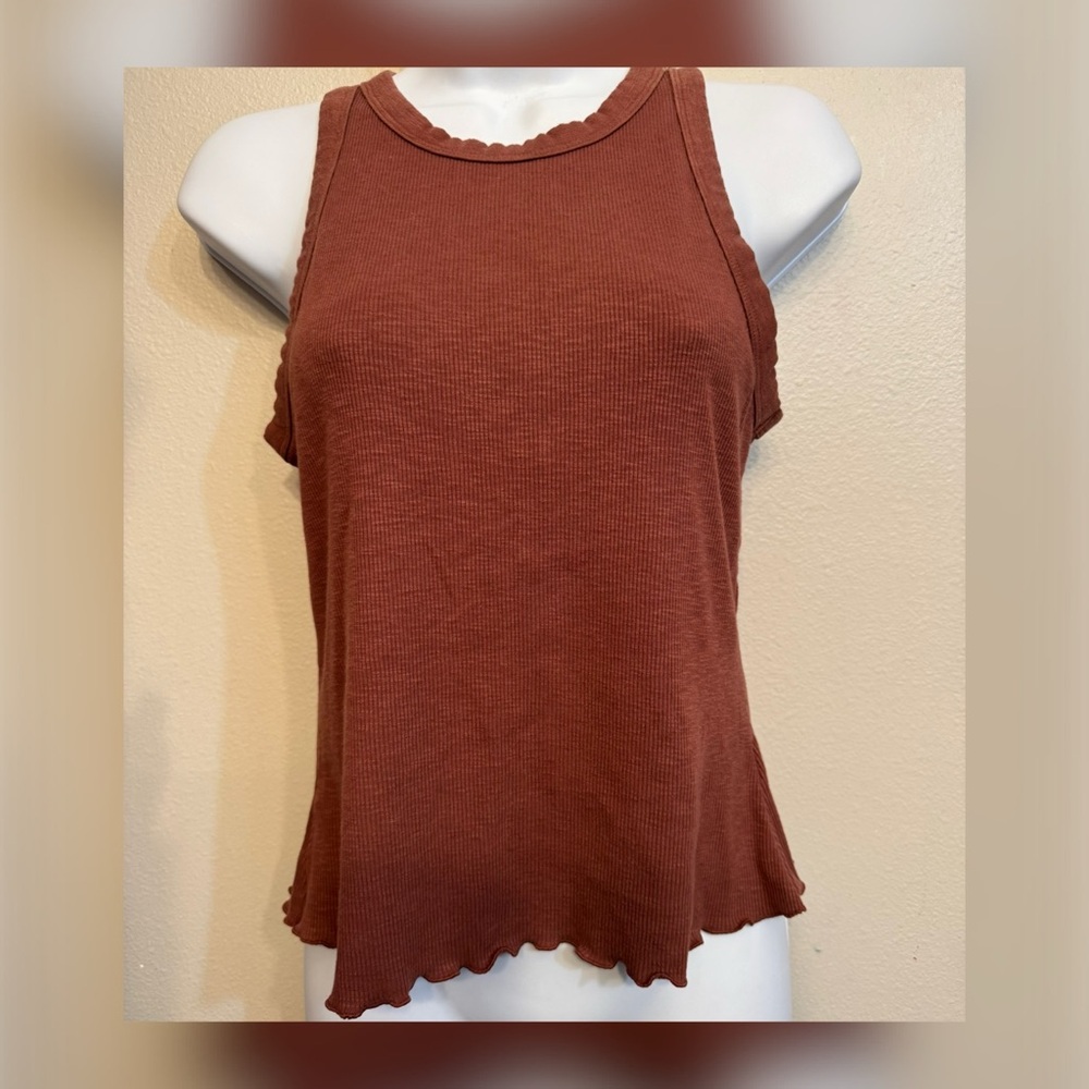 Brown Sleeveless Ribbed Top